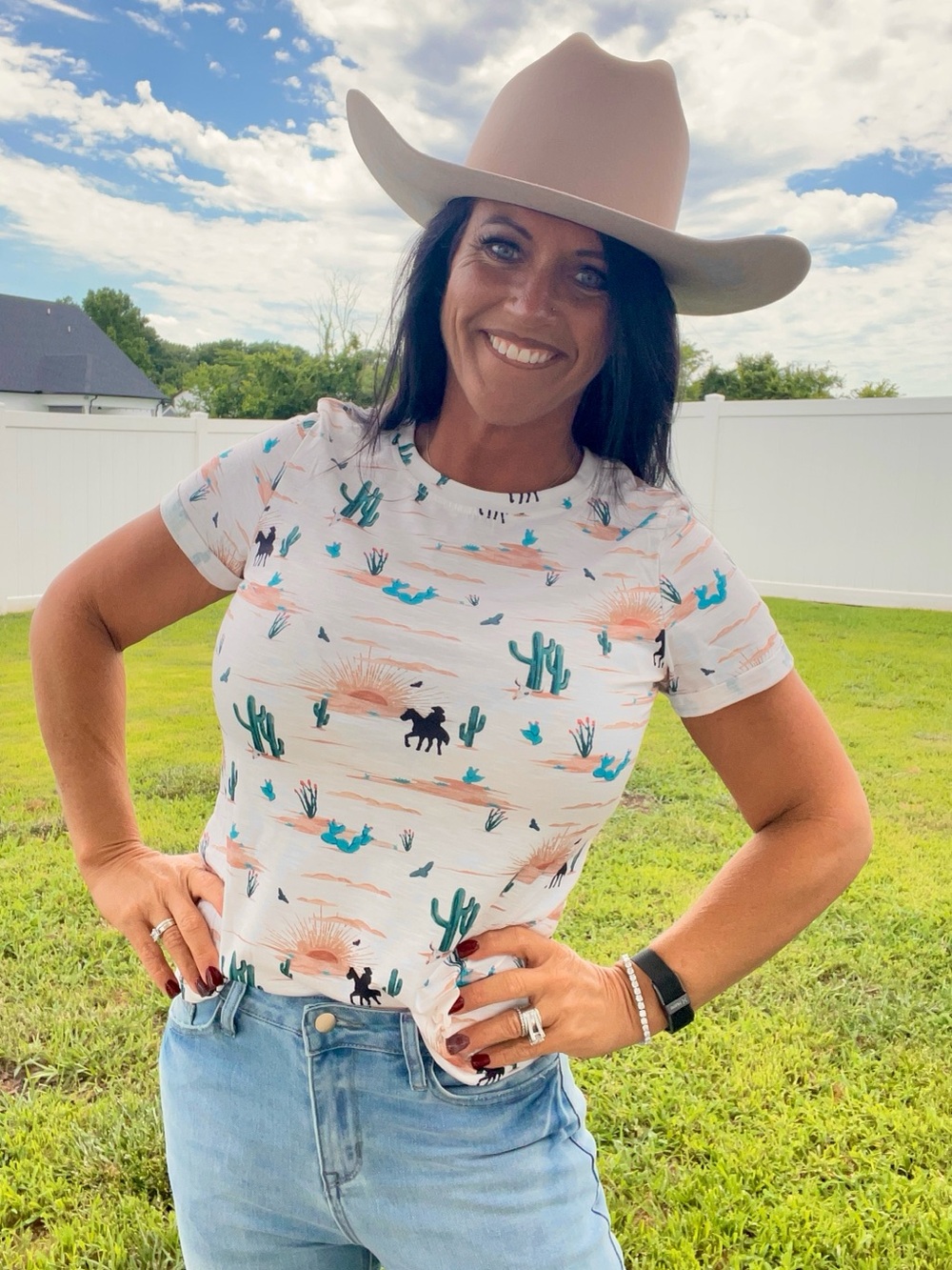 Women's White Desert Cactus Short Sleeve Tee